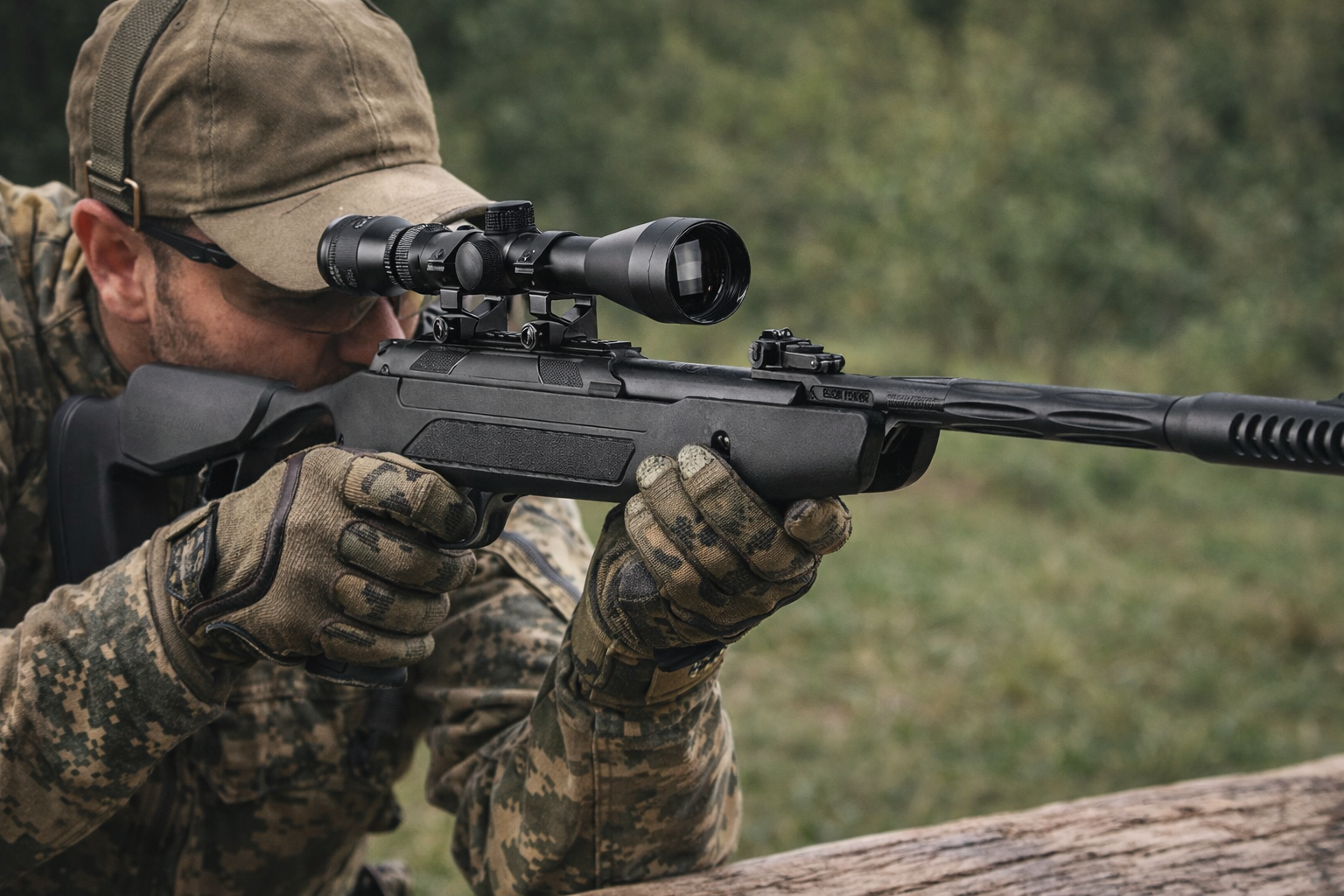 Rifle Aire Hatsa Airtact25 Cal 6.35mm Mira 4x32 Tiro Deport Negro - Imagen 6